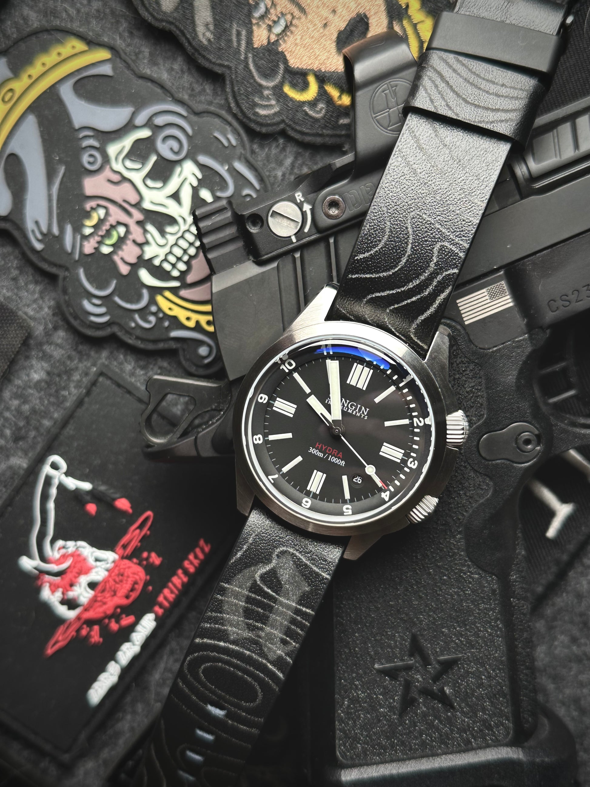 AWWC Topo “Noir” Leather NATO style Strap